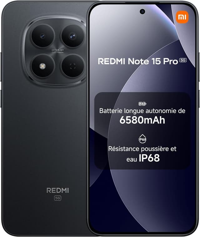 Detalle de Xiaomi Redmi Note 15 Pro 5G (8+256 Go) — écran AMOLED 1.5K 6,83" et batterie 6580 mAh