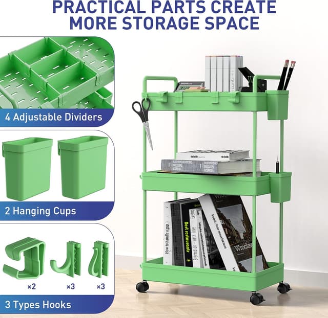 Detalle 2 de Ronlap Slim Storage Trolley 3-tier cart