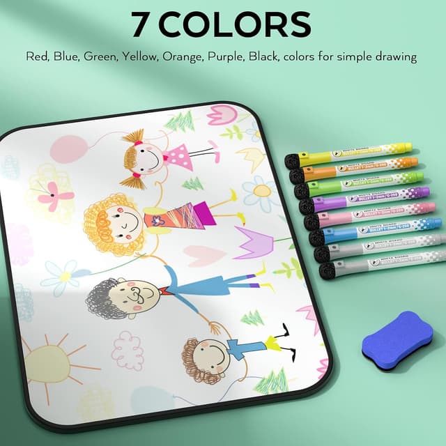 Detalle de Nicpro A3 Magnetic Double-Sided Dry Erase Whiteboard (30 x 42 cm) with 8 Pens and Eraser