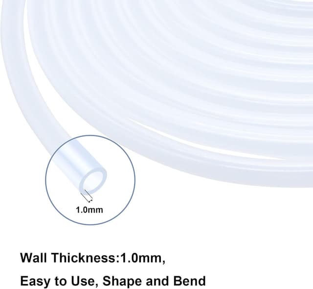 Detalle de iMeistek Silikonschläuche 5 mm Innendurchmesser × 7 mm Außendurchmesser (1 m) – transparenter Silikonschlauch in Lebensmittelqualität