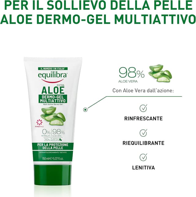 Detalle 2 de equilibra Corpo Aloe Dermo-Gel all’Aloe Vera lenitivo multiuso (6 x 75 ml)