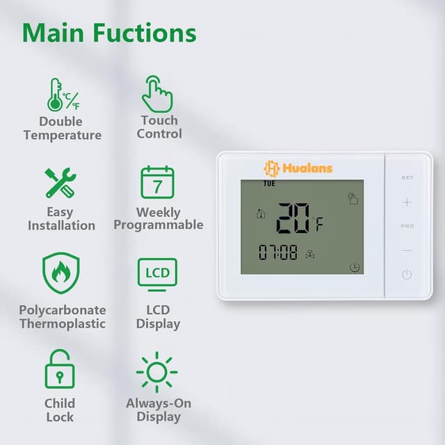 Thumbnail 4 de Termostato digitale da parete per caldaia a gas, 2 fili