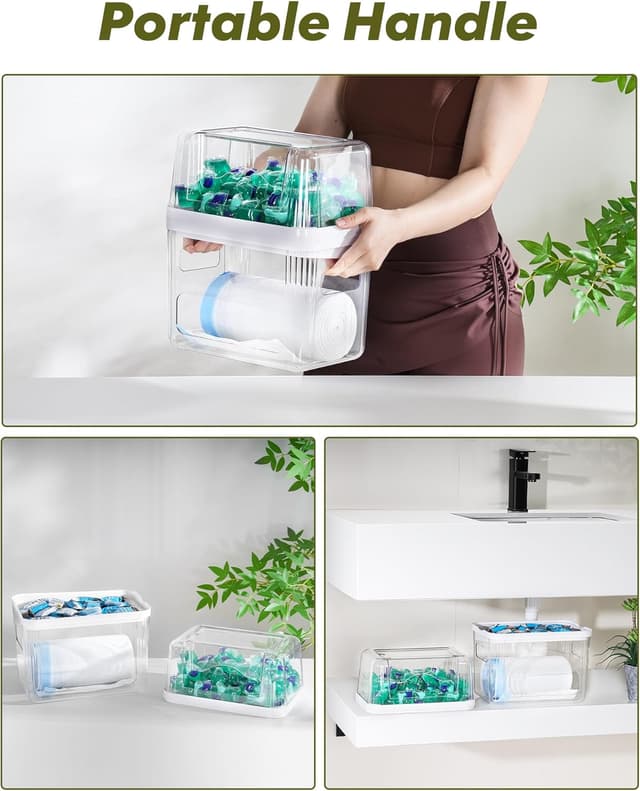 Detalle de iCASA 3-in-1 Trash Bag Dispenser & Dishwasher Pod Organizer (Clear Acrylic)