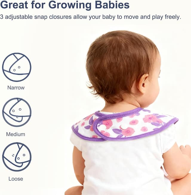 Detalle de Hakochia Waterproof Baby Bibs for Newborns (0–12 Months) – 10 Pack, Soft 4-Layer Cotton Bandana Bibs