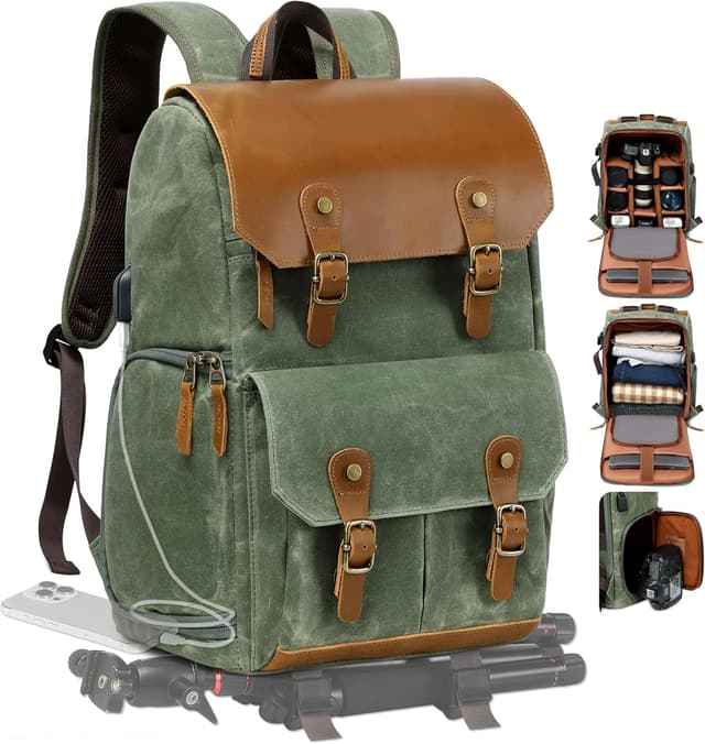 Detalle de Padwa Grüner Kamerarucksack 16 Zoll