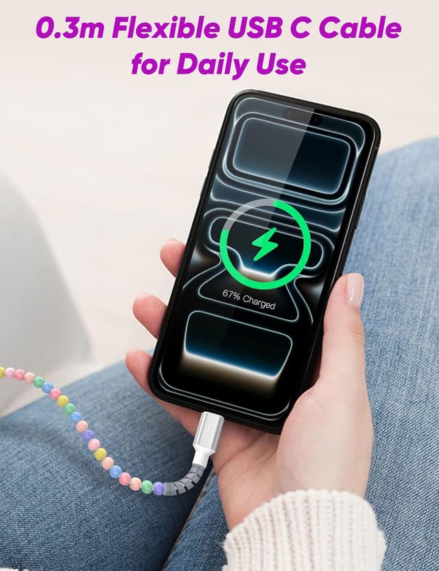 Thumbnail 6 de USB-C to USB-C Charger Cable 30cm (Beaded PD) – 60W fast charging & data transfer