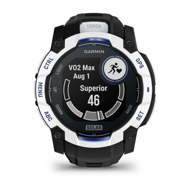 Detalle 2 de Garmin Instinct GPS 45 mm AMOLED negro y azul con pulsómetro, SpO2 y resistencia 10ATM