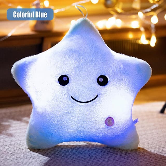 Detalle de Kyduu Leuchtkissen – leuchtender Stern für Kinderzimmer & Deko, bunt-blau