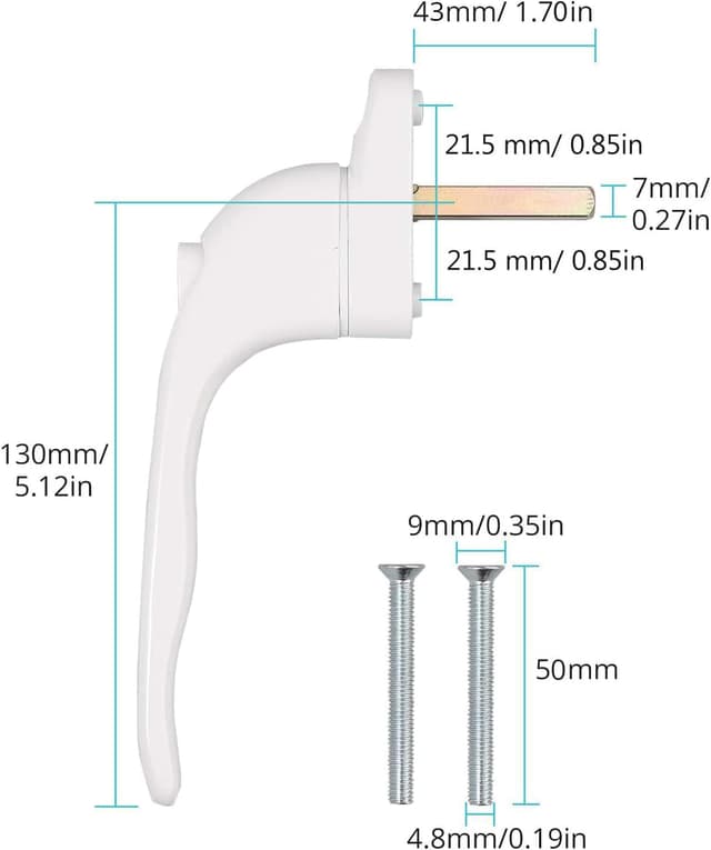 Thumbnail 5 de WODSTA Upvc Window Handle 2pc Lockable Espag 43mm ⌛