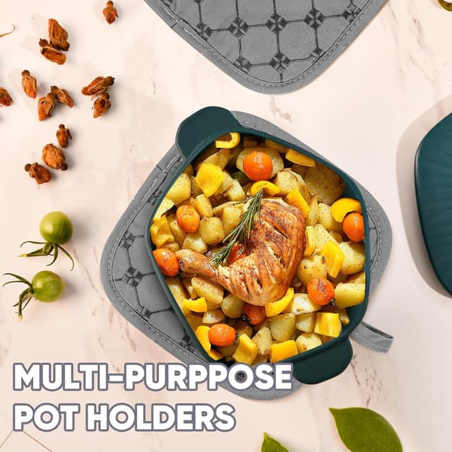 Detalle de Oven Mitts, Pot Holders & Kitchen Towels Set (12PCS) — Heat Resistant to 500°F with Non-Slip Silicone Surface