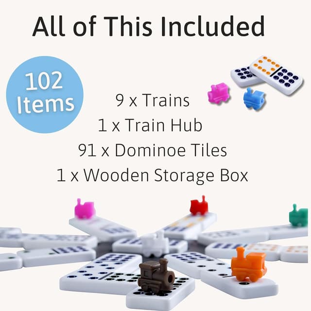 Detalle de Jaques of London Mexican Train Dominoes Game in a Tin Box (for children & adults)