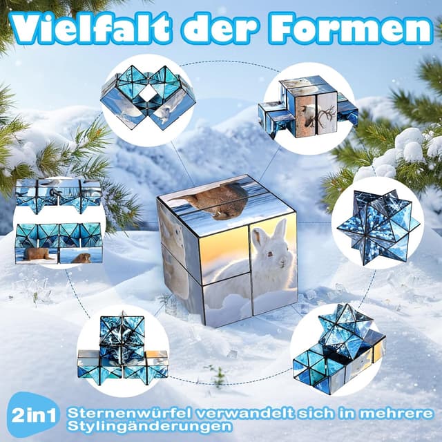 Thumbnail 1 de Euclidean Cube Sternenwürfel Unendlichkeitswürfel „Zappelphilipp“ – Polar-Tiere Puzzle-Würfel ab 3 Jahren