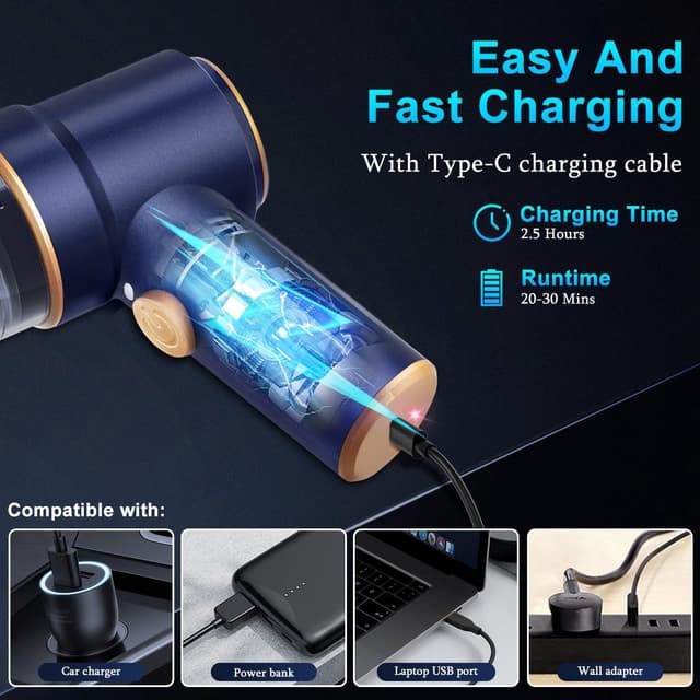 Detalle 2 de KMM Handheld Car Vacuum 9000 Pa with LED light