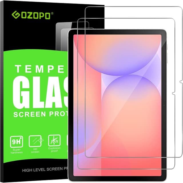 Detalle de GOZOPO Schutzfolie für Samsung Galaxy Tab S11/S9 (11 Zoll) & Tab S10 Lite/S10 FE/S9 FE (10,9 Zoll) – Panzerglas mit Rahmen, 2 Stück