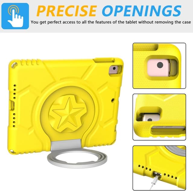 Detalle 2 de TrendGate iPad 9.7 Case for Kids (6th/5th Gen 2018/2017) with Built-in Screen Protector & Grip Stand - Yellow