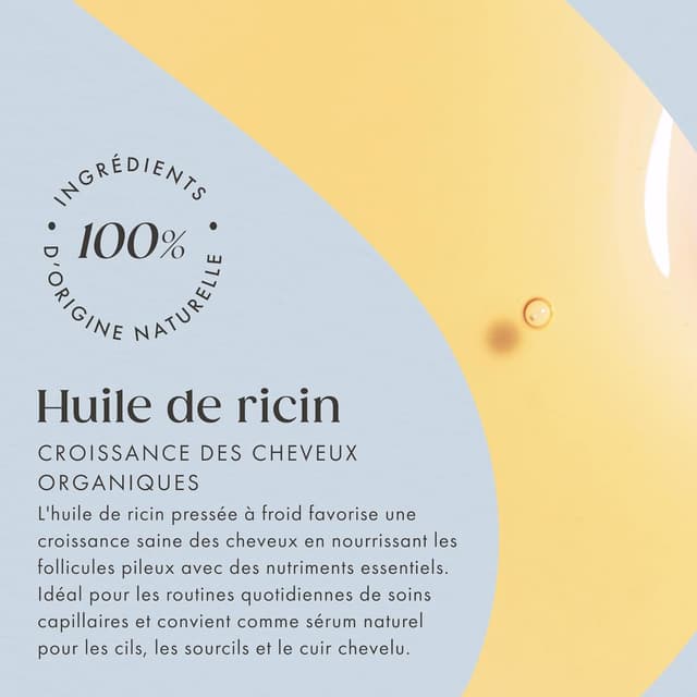 Detalle de Satin Naturel Huile de Ricin Bio 200 ml – Pressée à froid pour cheveux, cils, sourcils et barbe