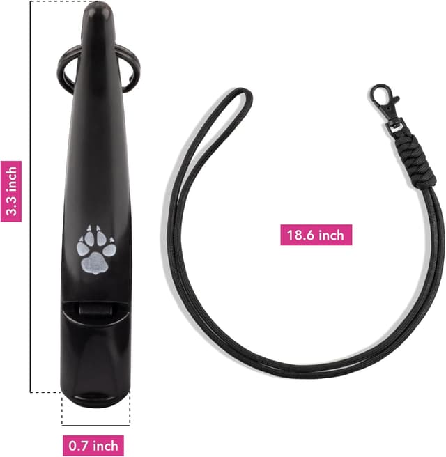 Detalle de The Dog Lady (TDL) Gun Dog Training Whistle with Lanyard – Loud, High-Frequency Recall Whistle (Black)