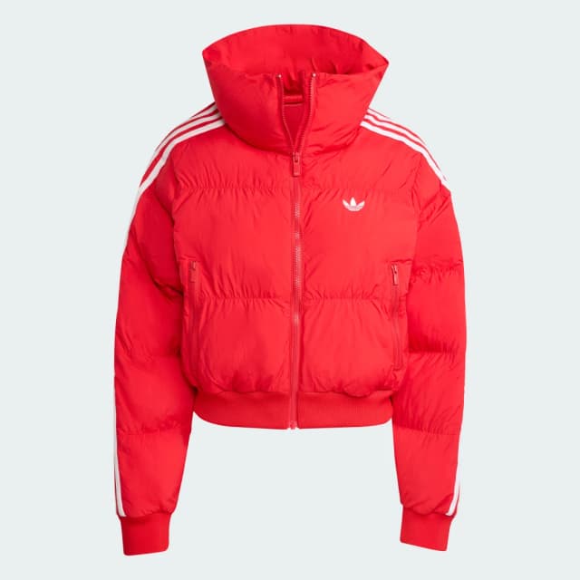 Detalle 2 de adidas Chaqueta abullonada corta de plumón sintético Adicolor roja