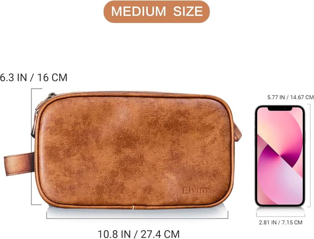 Thumbnail 5 de Elviros Water-Resistant PU Leather Toiletry Bag 12in