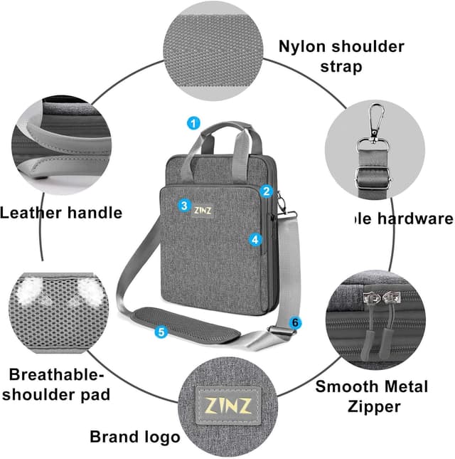 Detalle 2 de ZINZ 12.9–13" Laptop Case Shoulder Bag (Expandable) with valuables compartment