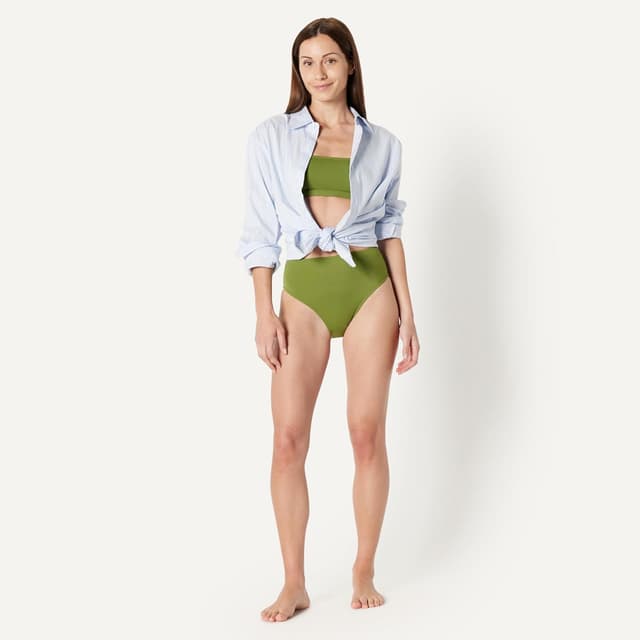 Detalle de Amazon Essentials Femme bas de bikini échancré taille haute