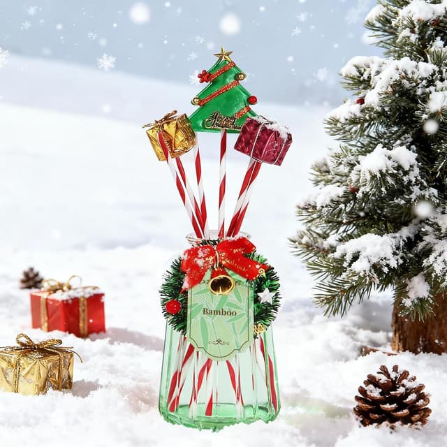 Detalle 2 de DIUFJAG Lot de 2 diffuseurs parfumés 180 ml avec 12 bâtonnets de roseau (Cèdre/Bambou)