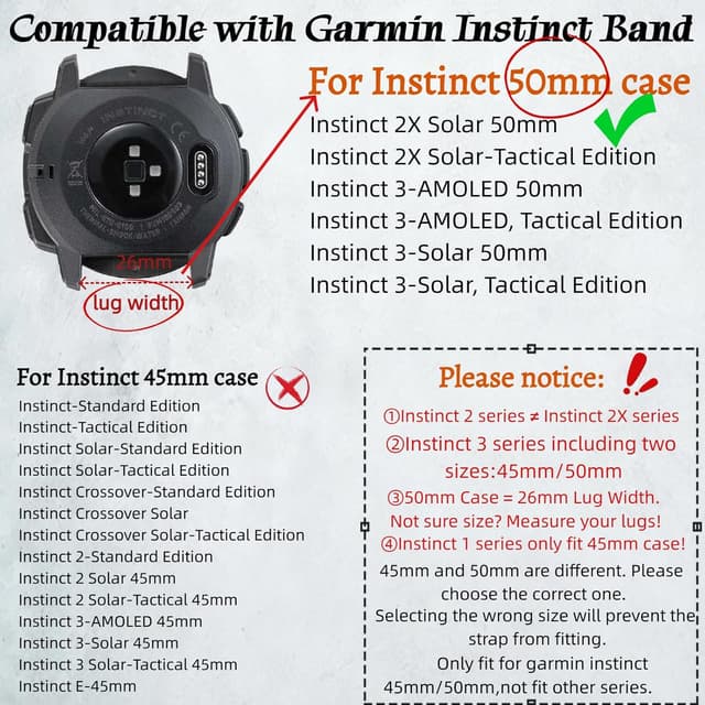 Detalle 2 de Double Loop Nylon Strap for Garmin Instinct 2X/3/E Series 50mm (Adjustable Breathable Wristband)