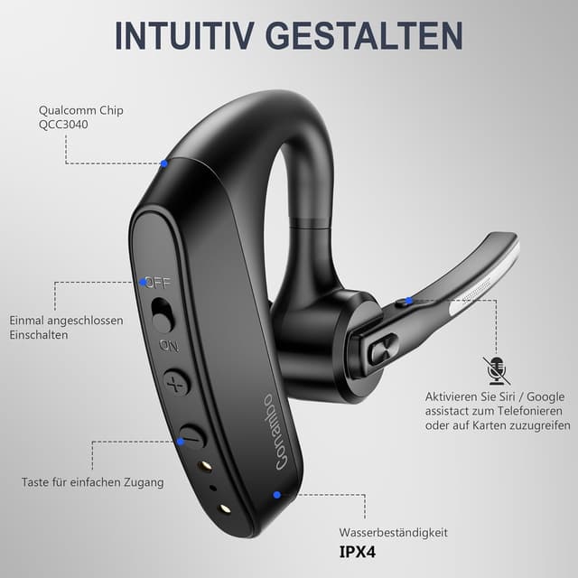 Detalle 2 de Conambo Bluetooth Headset K10C (Bluetooth 5.2) mit CVC 8.0, ENC & Mikrofon