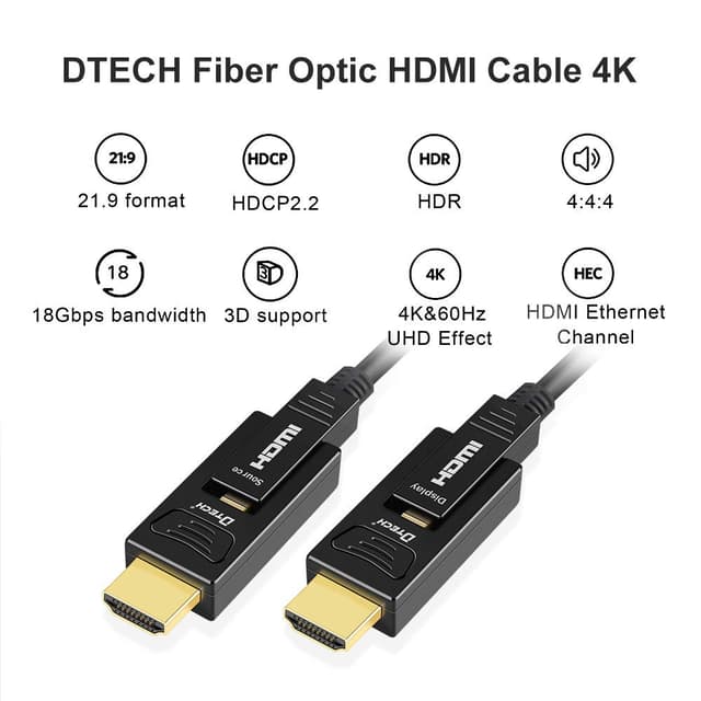 Detalle 2 de DTech 15m 4K HDMI Cable 60Hz 4:4:4