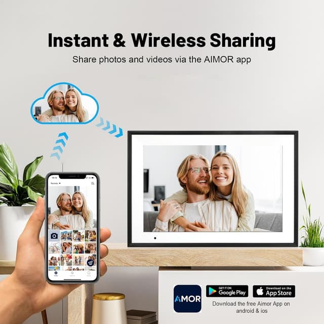 Detalle de Anna Bella WLAN digitaler Bilderrahmen 10,1 Zoll (1280×800 HD) mit 32 GB Speicher & automatischer Drehung