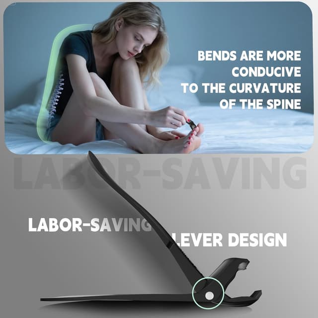 Detalle de VANWIN Toenail Clippers for Seniors: 15mm Wide Jaw, Angled Head & Catcher for Thick Toenails