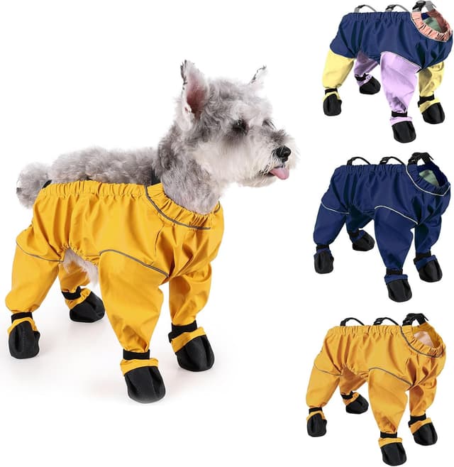 Detalle de BT Bear Dog Shoes waterproof anti-slip dog boots with suspenders (XL, yellow)