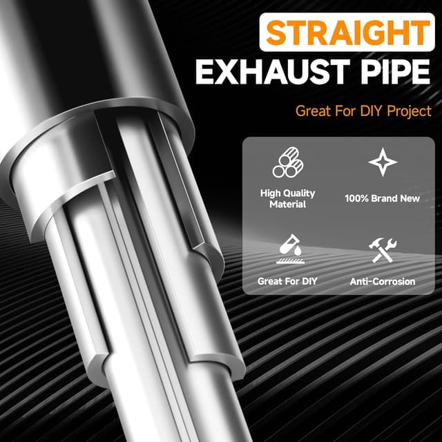 Detalle de A-KARCK 3" Straight Stainless Steel Mandrel Exhaust Tube (20" Long)