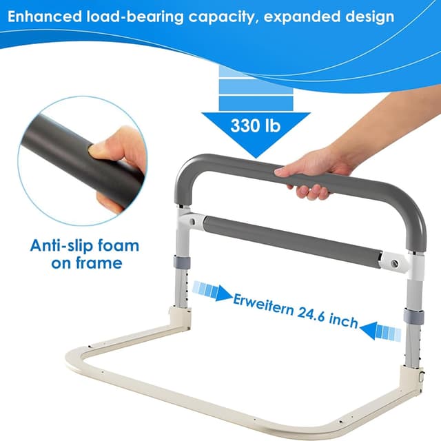 Thumbnail 6 de NJUN Foldable Safety Bed Rails for Elderly Adults – portable bed rail guard with assist grab bar (double bed, both sides)