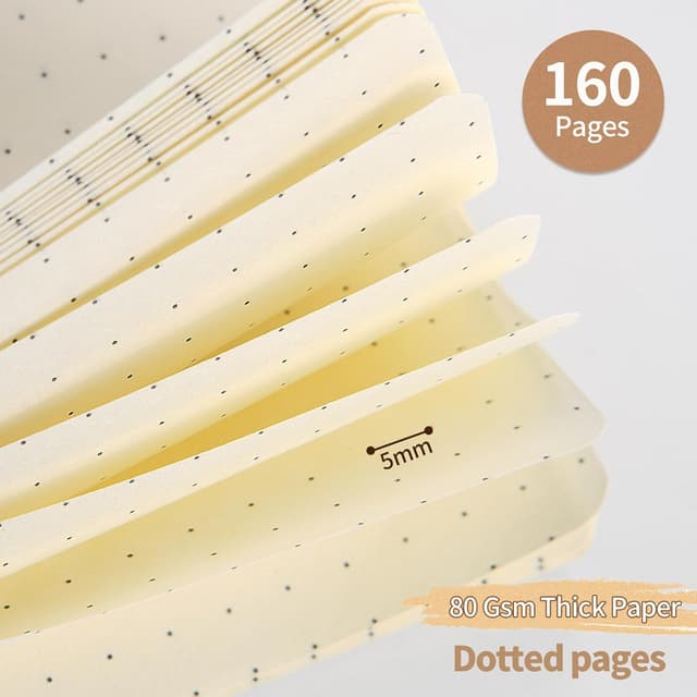 Detalle 2 de VEESUN Notizblock A5 Dotted im 4er-Set – Spiralblock mit Kraft-Cover, 80 Blatt