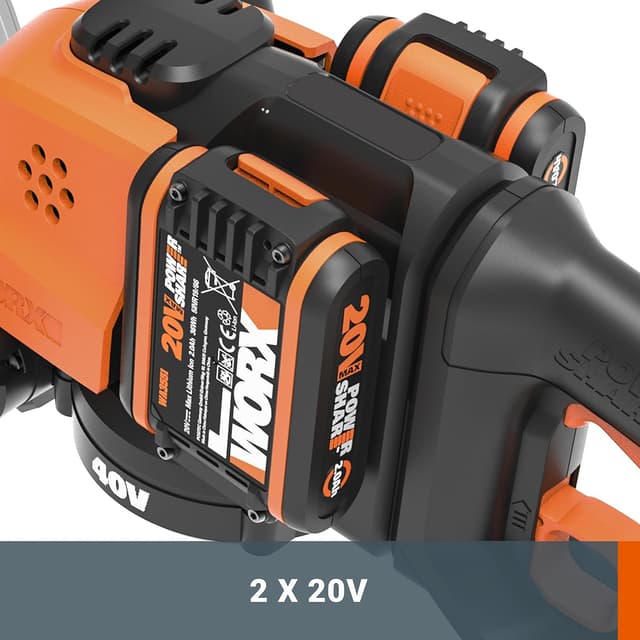 Detalle de WORX WG284E.9 Akku-Heckenschere 40V (2×20V) mit 60 cm Dual-Klingen