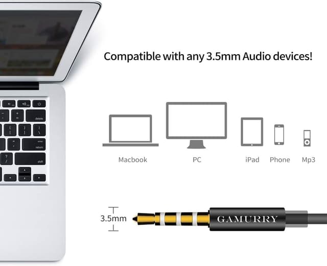 Detalle 2 de GAMURRY Auricolari In-Ear con cancellazione del rumore, microfono e controller 3,5 mm per Samsung, Xiaomi, Huawei