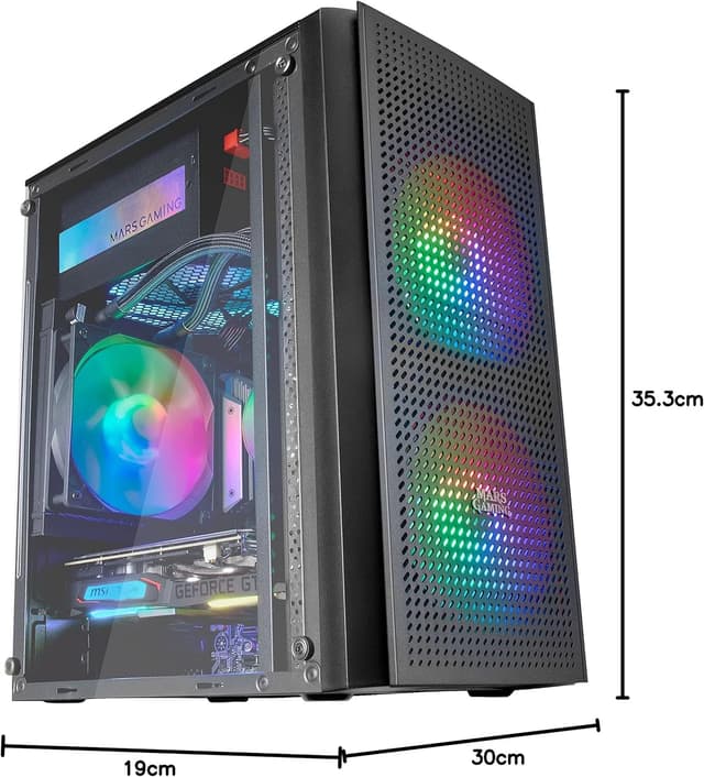 Thumbnail 6 de Mars Gaming MC300W (Micro ATX) con vetro temperato e 3 ventole FRGB, frontale mesh nero