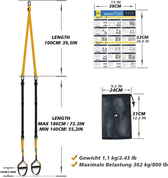 Detalle de RHINOSPORT Sling Trainer Set adjustable suspension trainer