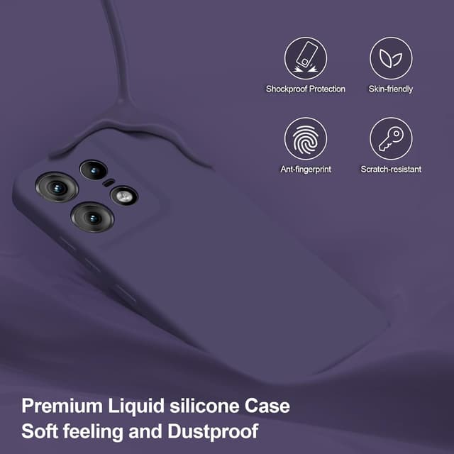 Detalle de Btstring Hülle für Moto Edge 50 Pro – Silikon-Case mit weichem Mikrofaserfutter (Lila)