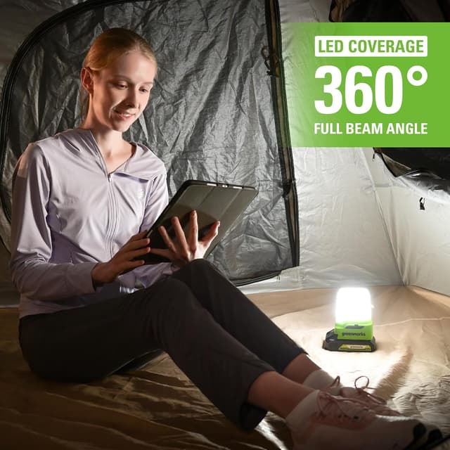 Detalle 2 de Greenworks G24LA500 lantern and camping light with hanging hook (500 lumens) – USB and Type C outputs (tool-only)