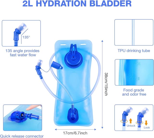 Detalle 2 de KUYOU Running Hydration Vest with 2L Insulated Water Bladder