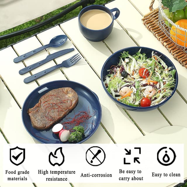 Detalle 2 de Evanda Camping Mess Kit with Bowl, Plate, Cup, Spoon, Fork, Knife and Carry Bag