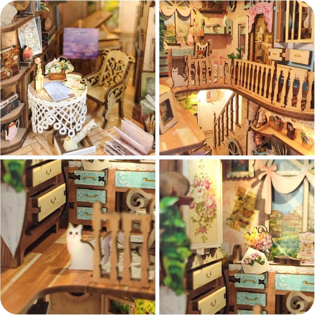 Detalle de DIY Book Nook Kit – Countryside Diary Dollhouse Booknook Miniature with LED Dust Cover