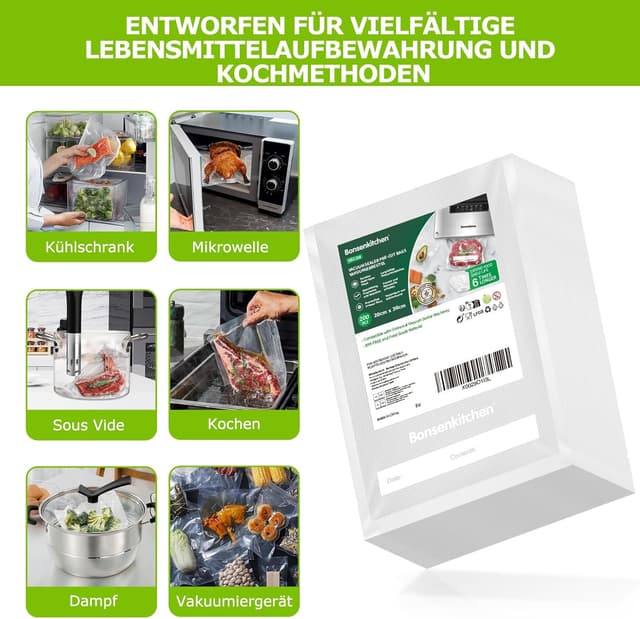 Thumbnail 2 de Bonsenkitchen Vakuumierbeutel 20x30 cm 200er Pack 🥩
