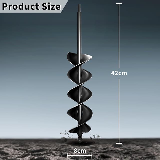 Detalle 2 de 8x42cm Black Twin Auger Drill Bit (Double Spiral) for Fast Planting & Post Holes