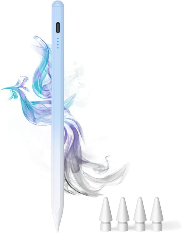 Detalle de Dogain Stylus Pen for iPad (2018–2025) with Type-C Charging – Palm Rejection, Tilt Sensitivity & Extra Tips (Gradient Blue)