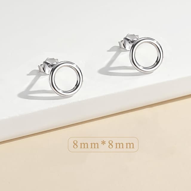 Detalle de Hasnsofie Ohrstecker aus 925 Sterling Silber für Damen & Mädchen – Stern/Rund/Stab, hypoallergen, Geschenkbox