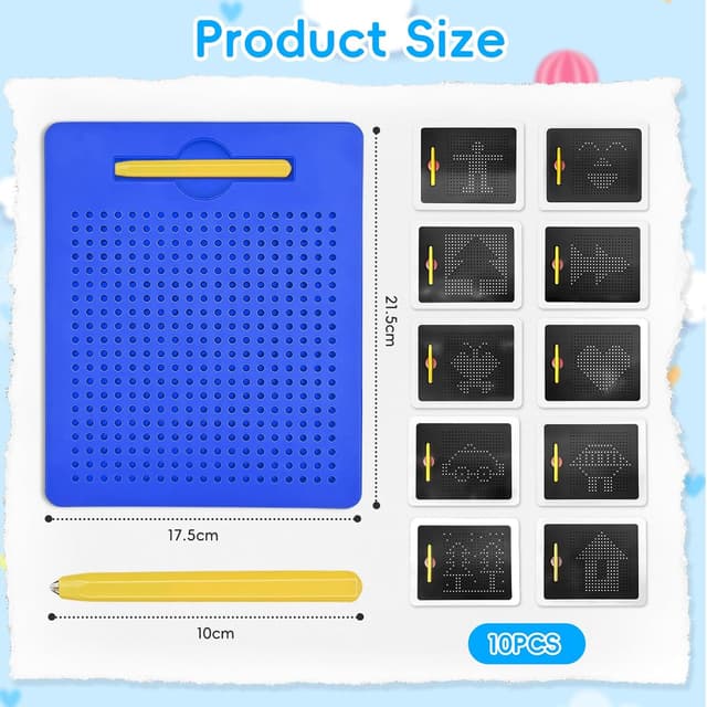 Detalle 2 de AMFUN magnetische Zeichen- und Kugeltafel für Kinder ab 3 Jahren (blau) – magnetisches Stahlkugel-Spiel