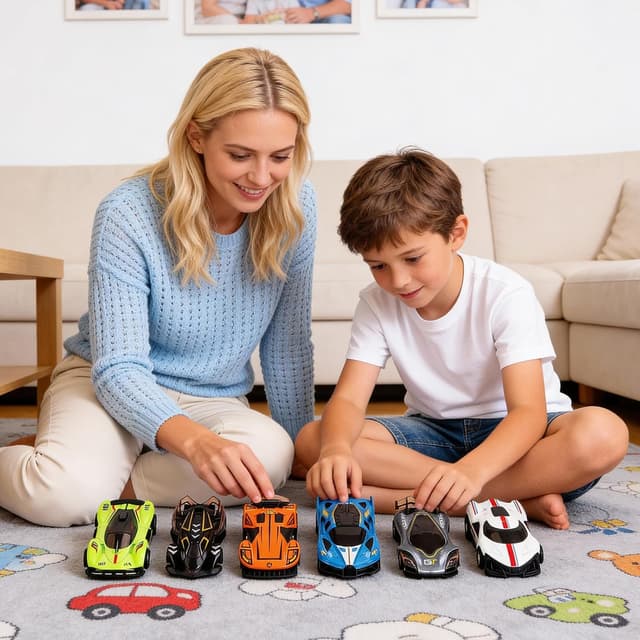 Detalle de Outpicker 12-Piece Easter Kids Toy Gift Set (Mini Cars, Fidget & Maze) in Reusable Egg-Shaped Box